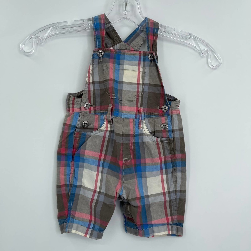 Baby Boden plaid bib overalls